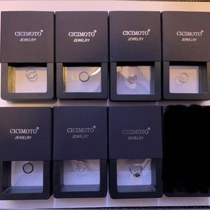 New - 7 Pc Assorted Nose Rings Surgical Steel CZ Hoop Earring Piercings